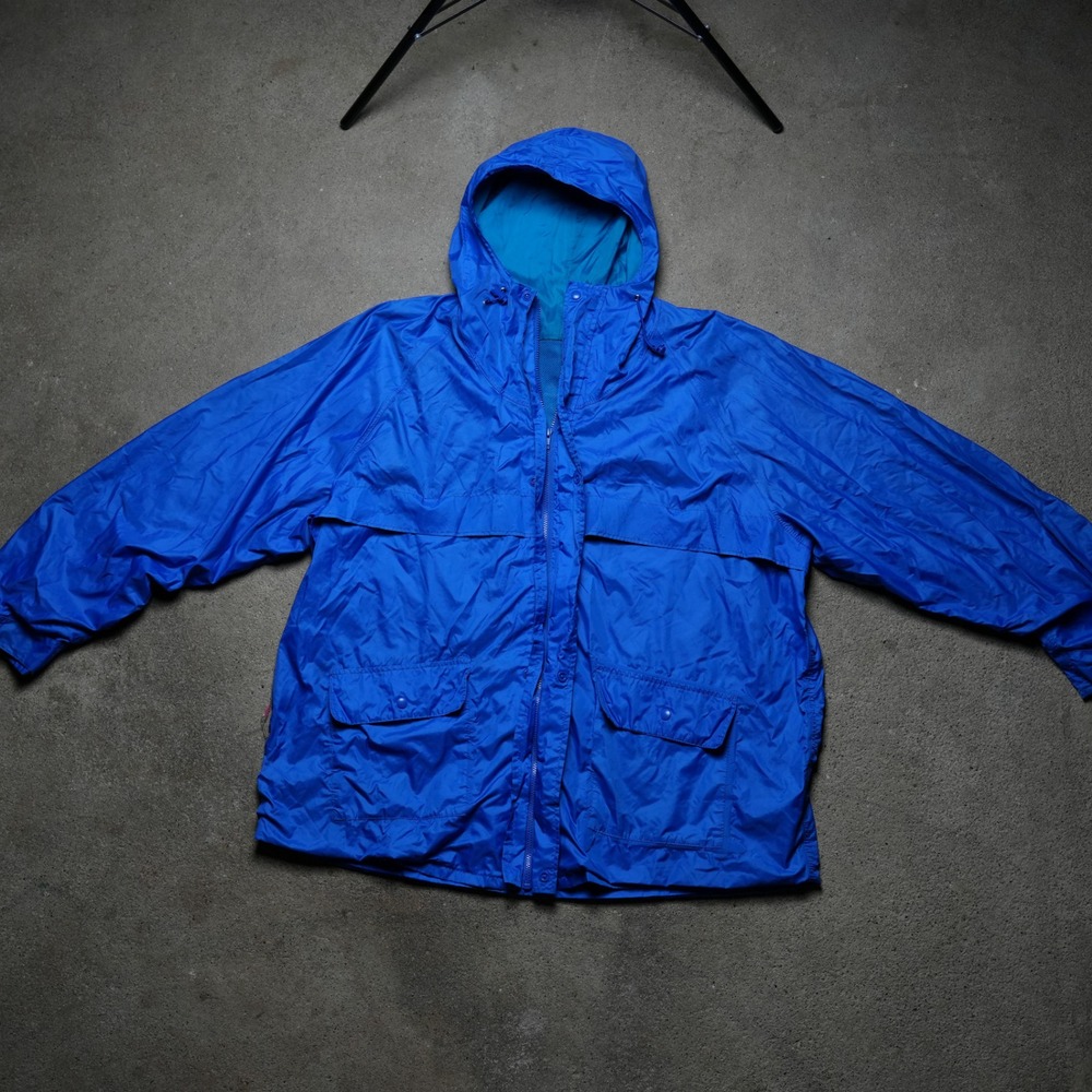 WearGuard Rain Jacket Mens XXL Blue Excellent Waterproof Hooded Style 840 Shell
